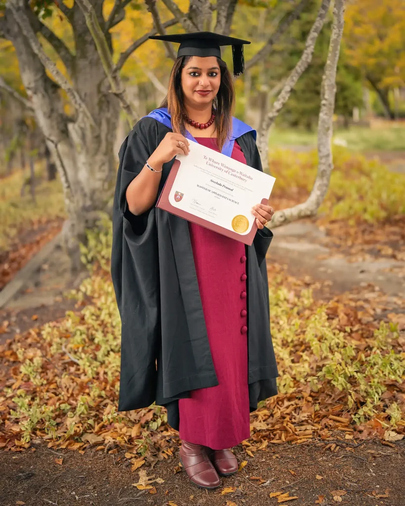 Graduate holding University of Canterbury Masters Certificate in Christchurch